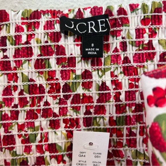 J. Crew Fit-and-flare mini dress in raspberry print Red White Size 8 NWT Fruit - Picture 15 of 16